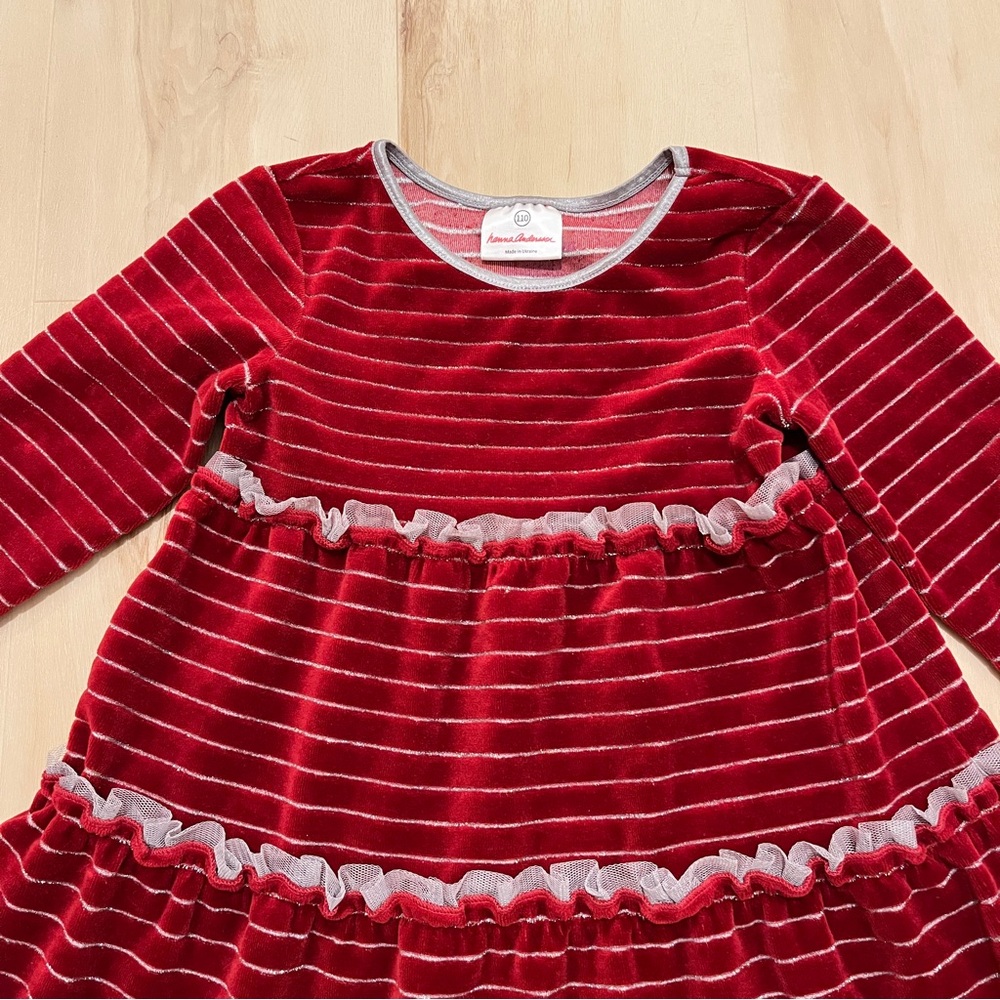 Hanna Andersson 110(5) velour tiered ruffle dress - Picture 3 of 7
